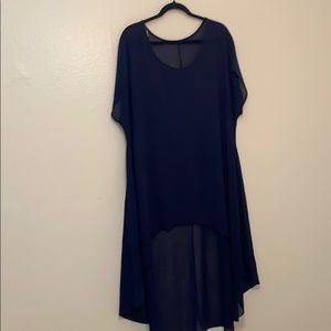 Cha cha vente sheer asymmetrical top